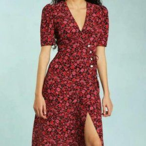 Rouje Gabin Dress Size 38 rosier rouje red roses floral midi wrap